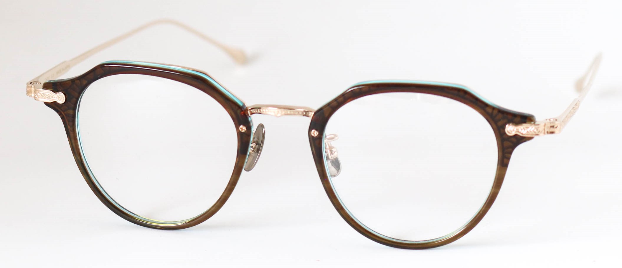 眼鏡のカラータイプC3 BrownStripes-Green/Gold