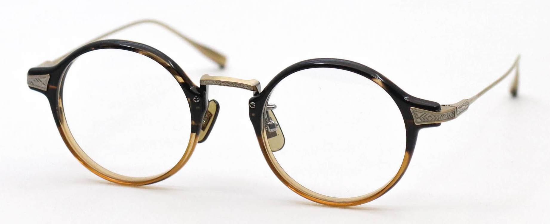 眼鏡のカラータイプC-6 BrownStripes-Brown.Half/At-Gold